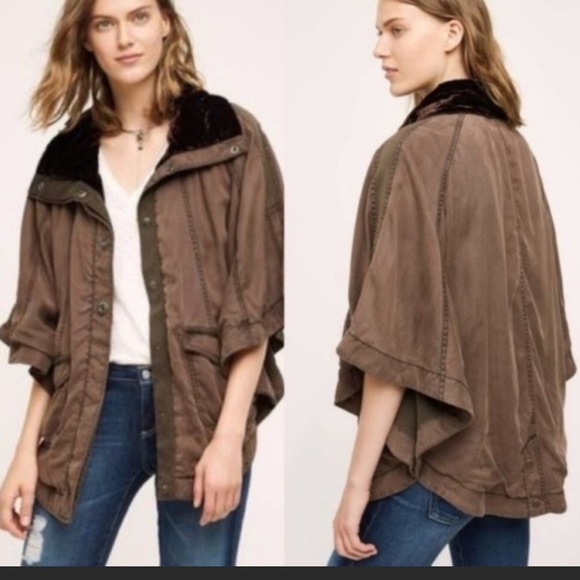 Anthropologie HeiHei Todra Cape Military GreenXS/S - Picture 2 of 8